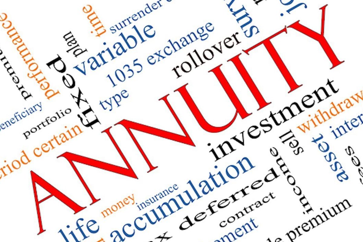 A word cloud of annuities and related words.