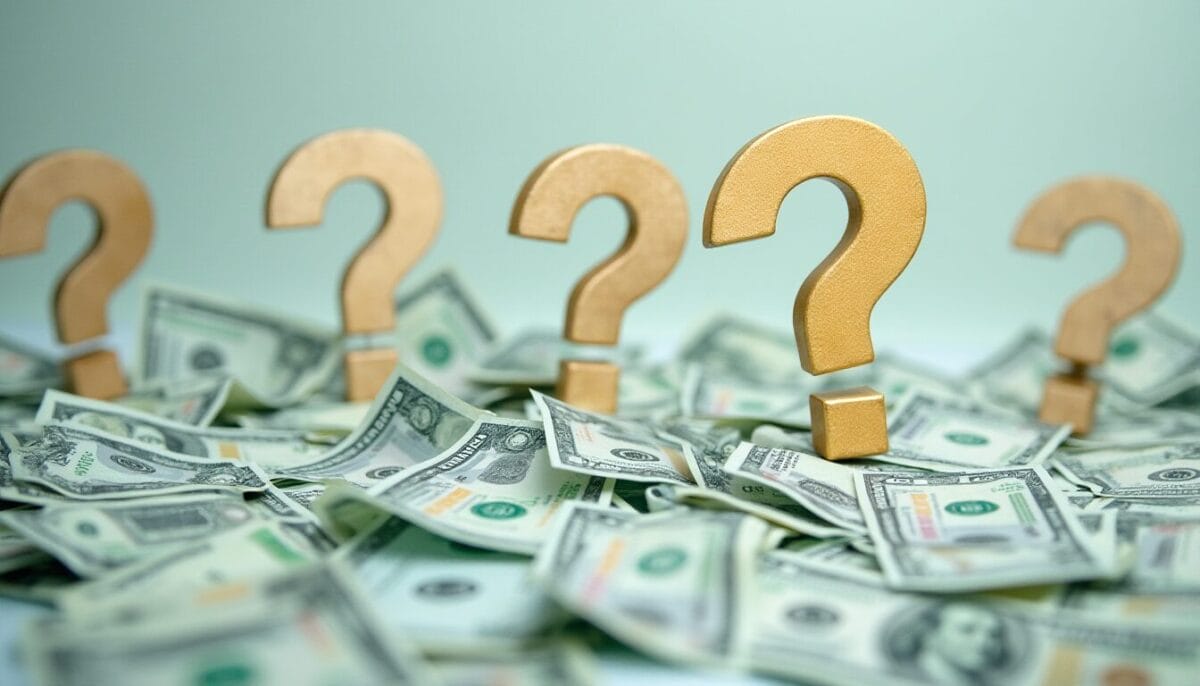 money and question marks.