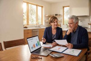 financial consultant explaining rate comparison chart